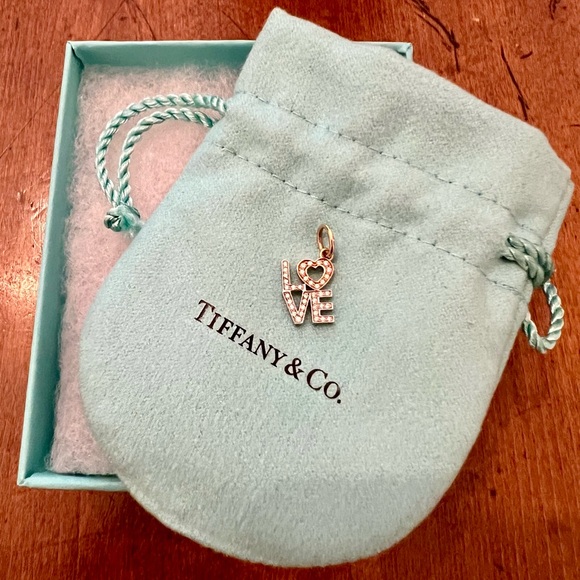 RETIRED Tiffany & Co. Diamond Love 18k White & Gold Charm - Picture 3 of 7